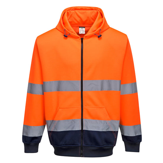 Sweatshirt Iona Enhanced de Alta Visibilidade com Fecho e Capuz-Laranja/marinho-S-RAG-Tailors-Fardas-e-Uniformes-Vestuario-Pro