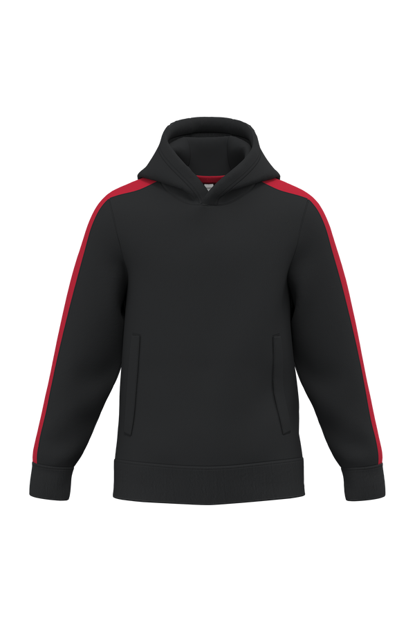 Sweatshirt com Capuz Bicolor de Criança-Preto / Vermelho Desportivo-4/6 Anos-RAG-Tailors-Fardas-e-Uniformes-Vestuario-Pro