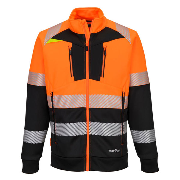 Sweatshirt com fecho de correr e gola em funil DX4 Hi-Vis classe 1-Laranja/preto-S-RAG-Tailors-Fardas-e-Uniformes-Vestuario-Pro
