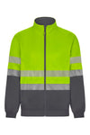 Sweatshirt de Alta Visibilidade Reciclada Bicolor com Fecho Central e Faixas Segmentadas-Cinza/amarelo Fluorescente - 08/20-XS-RAG-Tailors-Fardas-e-Uniformes-Vestuario-Pro