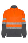 Sweatshirt de Alta Visibilidade Reciclada Bicolor com Fecho Central e Faixas Segmentadas-Cinza/laranja Fluorescente - 08/19-XS-RAG-Tailors-Fardas-e-Uniformes-Vestuario-Pro