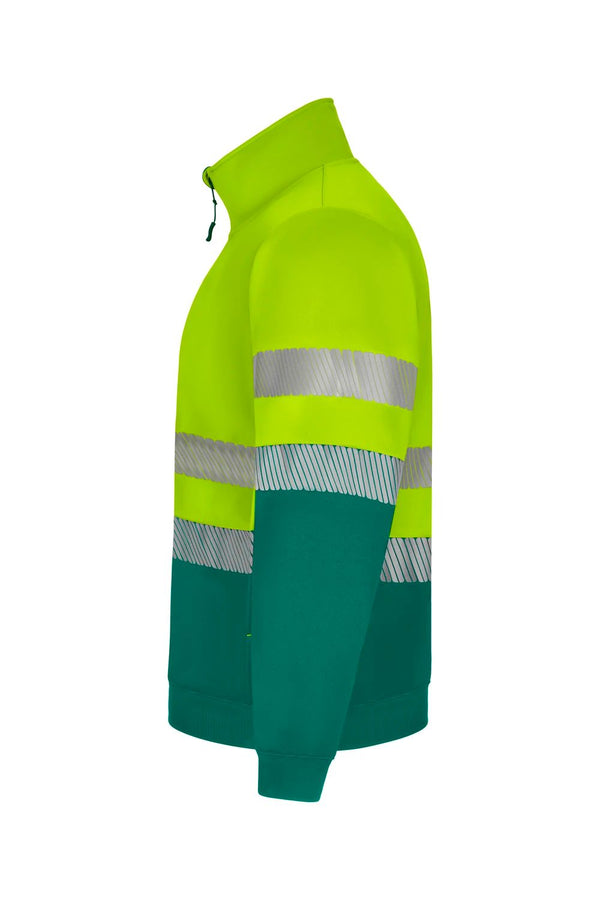 Sweatshirt de Alta Visibilidade Reciclada Bicolor com Fecho Central e Faixas Segmentadas-RAG-Tailors-Fardas-e-Uniformes-Vestuario-Pro