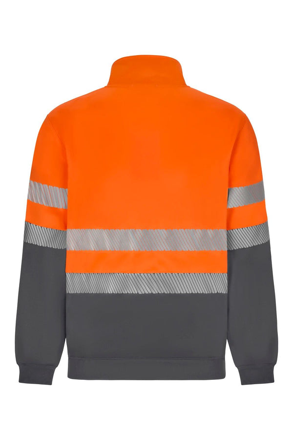 Sweatshirt de Alta Visibilidade Reciclada Bicolor com Fecho Central e Faixas Segmentadas-RAG-Tailors-Fardas-e-Uniformes-Vestuario-Pro