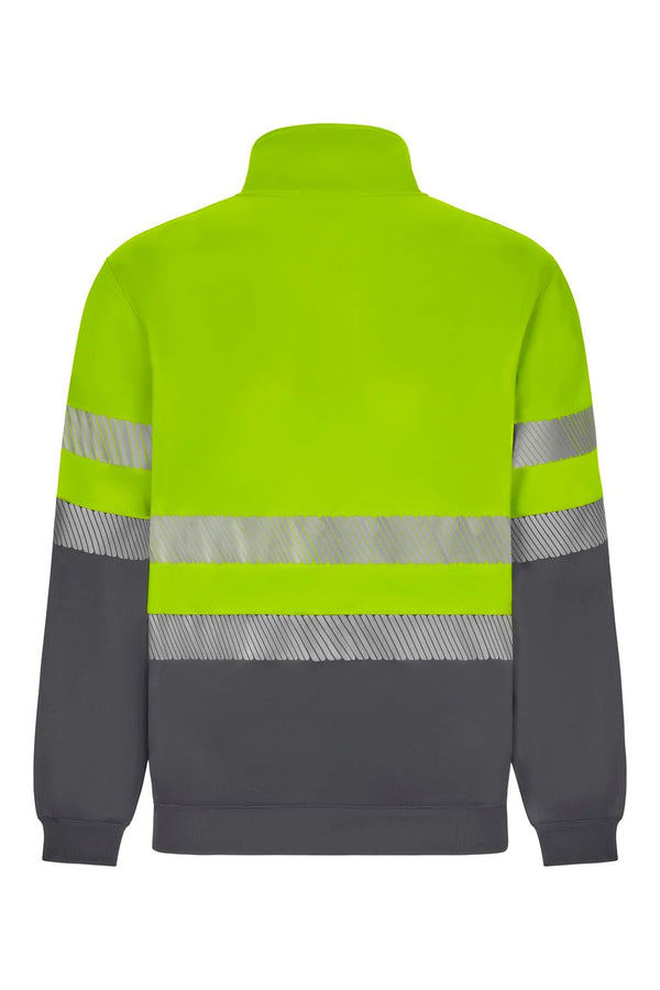 Sweatshirt de Alta Visibilidade Reciclada Bicolor com Fecho Central e Faixas Segmentadas-RAG-Tailors-Fardas-e-Uniformes-Vestuario-Pro