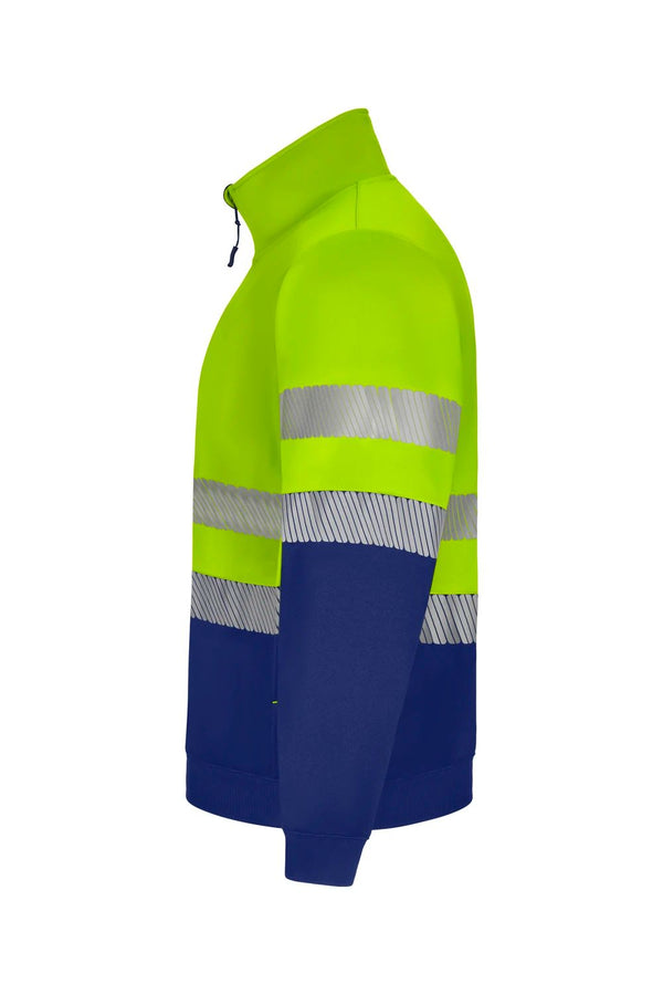 Sweatshirt de Alta Visibilidade Reciclada Bicolor com Fecho Central e Faixas Segmentadas-RAG-Tailors-Fardas-e-Uniformes-Vestuario-Pro