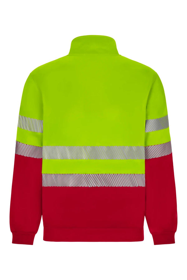 Sweatshirt de Alta Visibilidade Reciclada Bicolor com Fecho Central e Faixas Segmentadas-RAG-Tailors-Fardas-e-Uniformes-Vestuario-Pro