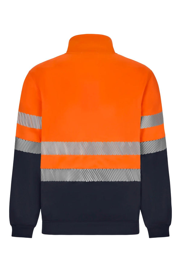 Sweatshirt de Alta Visibilidade Reciclada Bicolor com Fecho Central e Faixas Segmentadas-RAG-Tailors-Fardas-e-Uniformes-Vestuario-Pro