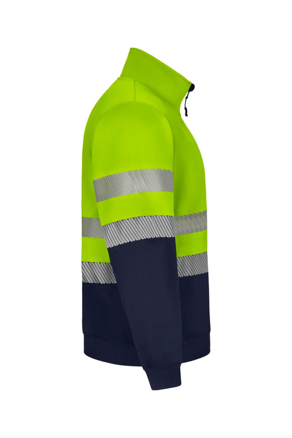 Sweatshirt de Alta Visibilidade Reciclada Bicolor com Fecho Central e Faixas Segmentadas-RAG-Tailors-Fardas-e-Uniformes-Vestuario-Pro