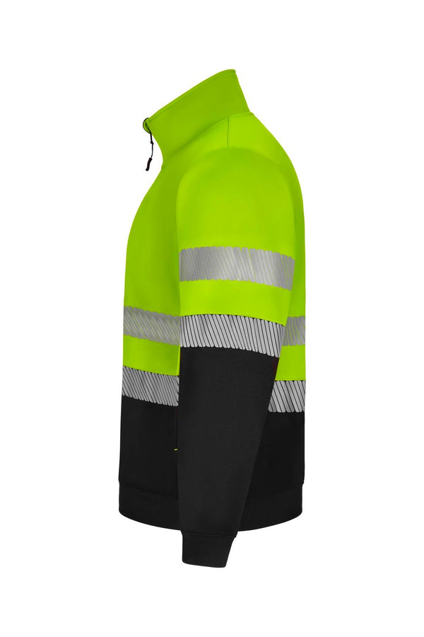 Sweatshirt de Alta Visibilidade Reciclada Bicolor com Fecho Central e Faixas Segmentadas-RAG-Tailors-Fardas-e-Uniformes-Vestuario-Pro