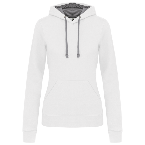 Sweatshirt de Senhora com Capuz em Contraste-Branco / Cinzento Fino-XS-RAG-Tailors-Fardas-e-Uniformes-Vestuario-Pro