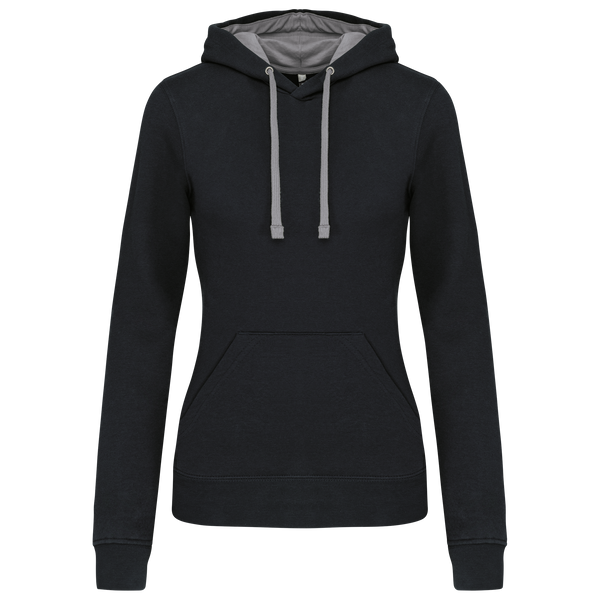 Sweatshirt de Senhora com Capuz em Contraste-Preto / Cinzento Fino-XS-RAG-Tailors-Fardas-e-Uniformes-Vestuario-Pro