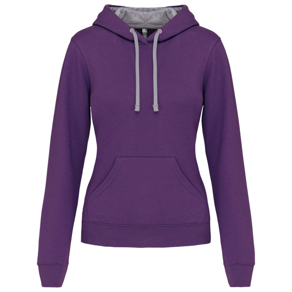 Sweatshirt de Senhora com Capuz em Contraste-Roxo / Cinzento Oxford-XS-RAG-Tailors-Fardas-e-Uniformes-Vestuario-Pro