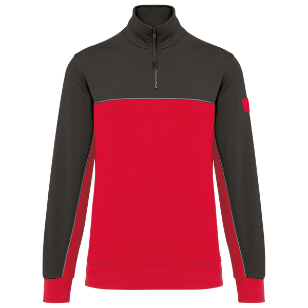 Sweatshirt meio fecho eco-responsável unissexo-Vermelho / Cinzento Escuro-S-RAG-Tailors-Fardas-e-Uniformes-Vestuario-Pro
