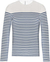 Striped White / Navy Blue