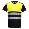 T-Shirt PW3 Hi-Vis Cotton Comfort Class 1 S/S-Preto/Amarelo-4XL-RAG-Tailors-Fardas-e-Uniformes-Vestuario-Pro