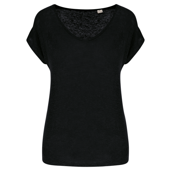 T-Shirt Senhora decote em V Linho Boston-Preto-XS-RAG-Tailors-Fardas-e-Uniformes-Vestuario-Pro