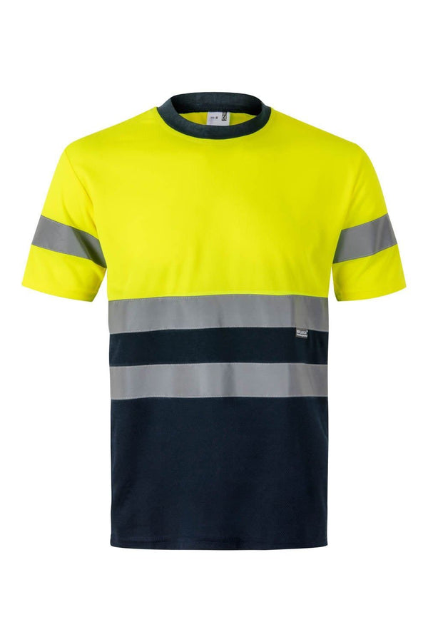 T-Shirt Técnica Bicolor de Alta Visibilidade-AZUL MARINHO/AMARELO FLUORESCENTE - 01/20-S-RAG-Tailors-Fardas-e-Uniformes-Vestuario-Pro
