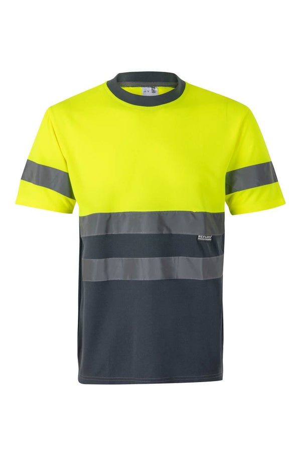 T-Shirt Técnica Bicolor de Alta Visibilidade-Cinza/amarelo Fluorescente - 08/20-S-RAG-Tailors-Fardas-e-Uniformes-Vestuario-Pro