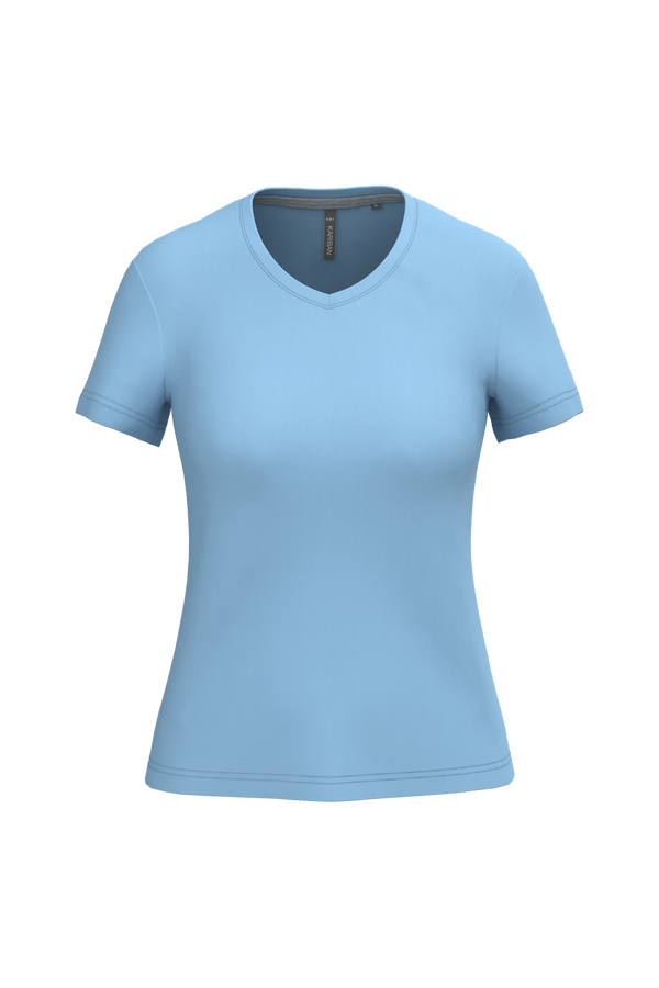 T-Shirt de Senhora Manga Curta Decote em V Atenas (1/2)-Sky Blue-S-RAG-Tailors-Fardas-e-Uniformes-Vestuario-Pro