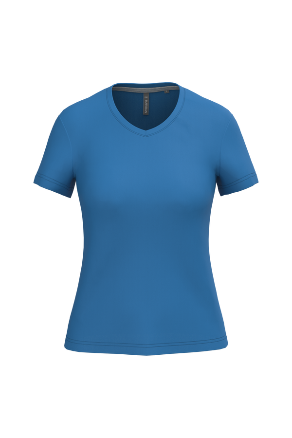 T-Shirt de Senhora Manga Curta Decote em V Atenas-Light Royal Blue-S-RAG-Tailors-Fardas-e-Uniformes-Vestuario-Pro