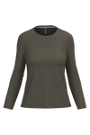 T-shirt Algodão Lavado m. comprida de senhora-Dark Khaki-XS-RAG-Tailors-Fardas-e-Uniformes-Vestuario-Pro