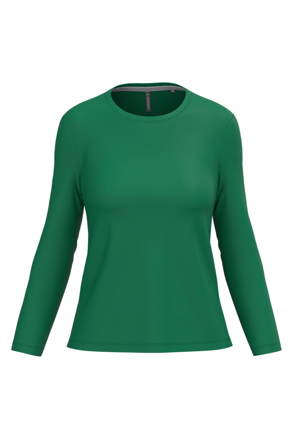 T-shirt Algodão Lavado m. comprida de senhora-Kelly Green-XS-RAG-Tailors-Fardas-e-Uniformes-Vestuario-Pro