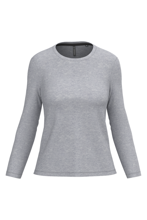 T-shirt Algodão Lavado m. comprida de senhora-Oxford Grey-XS-RAG-Tailors-Fardas-e-Uniformes-Vestuario-Pro