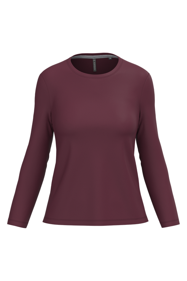 T-shirt Algodão Lavado m. comprida de senhora-Wine-XS-RAG-Tailors-Fardas-e-Uniformes-Vestuario-Pro