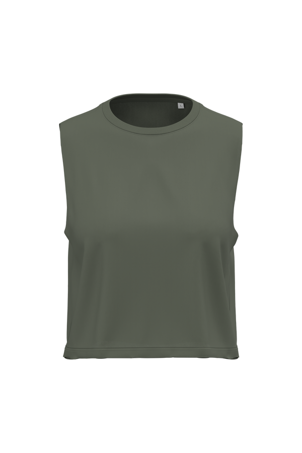 T-shirt Crop sem Mangas de Senhora-Cáqui Desportivo-2XS-RAG-Tailors-Fardas-e-Uniformes-Vestuario-Pro
