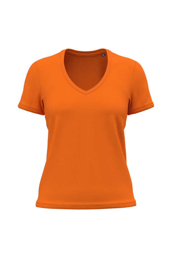 T-shirt Decote V Senhora Algodão Biológico-Laranja-XS-RAG-Tailors-Fardas-e-Uniformes-Vestuario-Pro