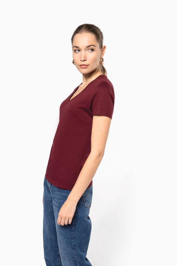 T-shirt Decote V Senhora Algodão Biológico-RAG-Tailors-Fardas-e-Uniformes-Vestuario-Pro