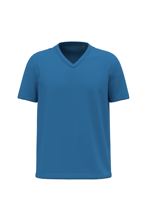 T-shirt Decote V de Homem em Algodão Biológico-Azul Royal Claro-S-RAG-Tailors-Fardas-e-Uniformes-Vestuario-Pro