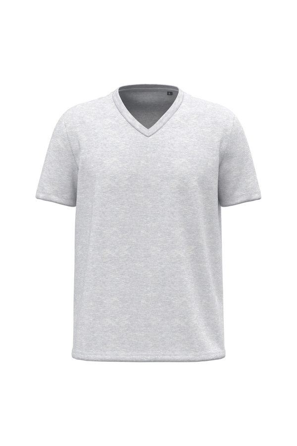 T-shirt Decote V de Homem em Algodão Biológico-Cinzento Cinza Mesclado-S-RAG-Tailors-Fardas-e-Uniformes-Vestuario-Pro