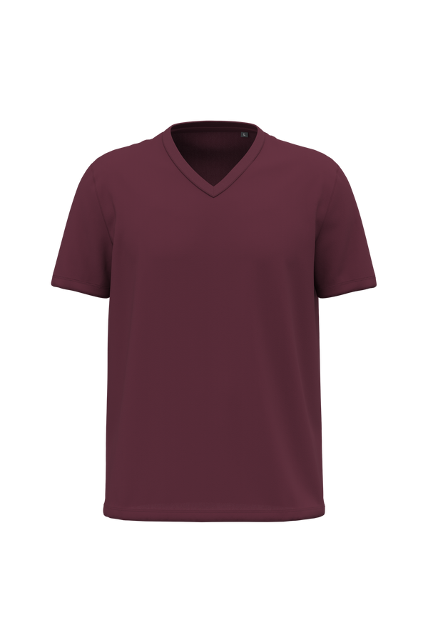 T-shirt Decote V de Homem em Algodão Biológico-Vinho-S-RAG-Tailors-Fardas-e-Uniformes-Vestuario-Pro