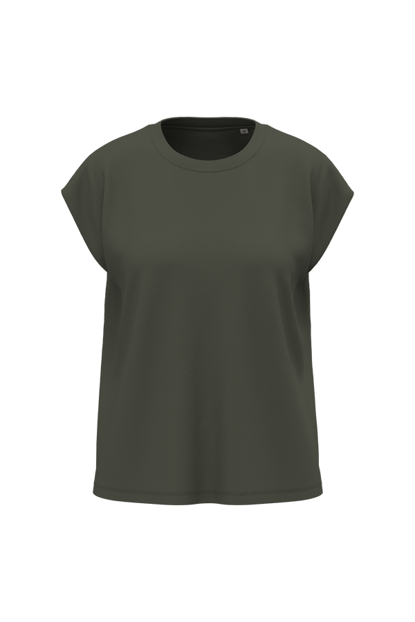T-shirt Eco-responsável Sem Mangas com Ombreiras Mulher-Caqui Orgânico-XS-RAG-Tailors-Fardas-e-Uniformes-Vestuario-Pro