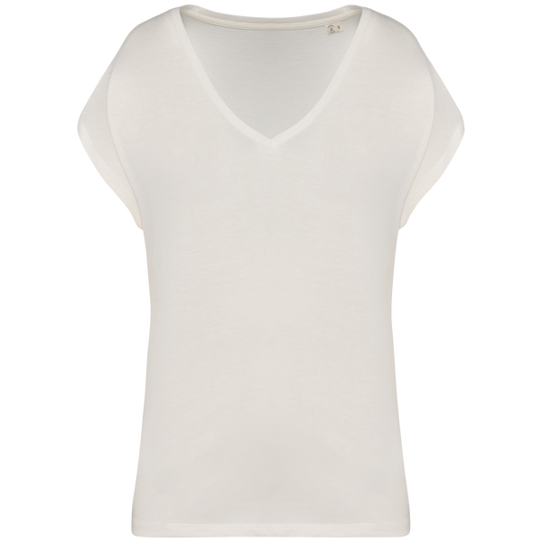 T-shirt Loose Decote V Senhora-Marfim-S-RAG-Tailors-Fardas-e-Uniformes-Vestuario-Pro