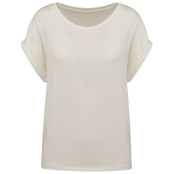 T-shirt Manga Dobrada de Senhora em Algodão Biológico-Marfim-XS-RAG-Tailors-Fardas-e-Uniformes-Vestuario-Pro