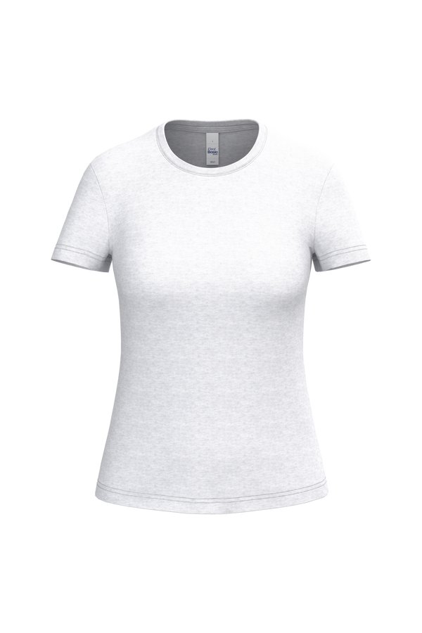 T-shirt Mulher Decote Redondo-Cinzento Mesclado Ideal-XS-RAG-Tailors-Fardas-e-Uniformes-Vestuario-Pro