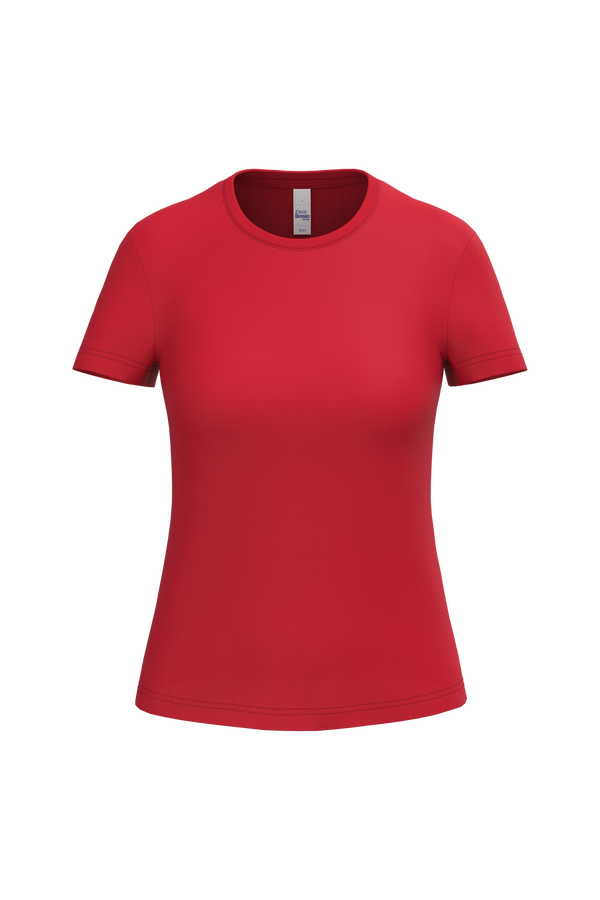 T-shirt Mulher Decote Redondo-Vermelho Ideal-XS-RAG-Tailors-Fardas-e-Uniformes-Vestuario-Pro