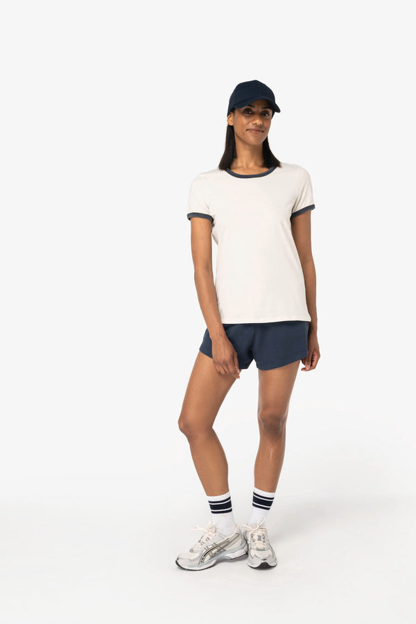 T-shirt Ringer Eco-responsável com Contrastes e Aspeto Lavado Senhora-RAG-Tailors-Fardas-e-Uniformes-Vestuario-Pro