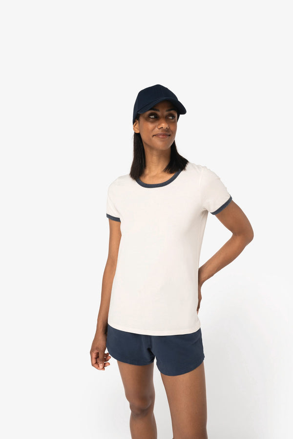 T-shirt Ringer Eco-responsável com Contrastes e Aspeto Lavado Senhora-RAG-Tailors-Fardas-e-Uniformes-Vestuario-Pro