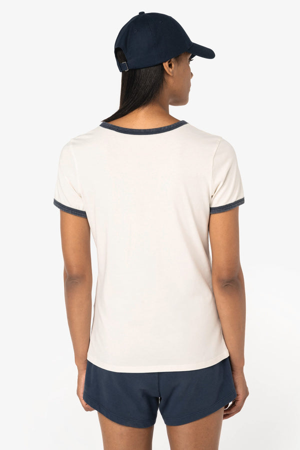 T-shirt Ringer Eco-responsável com Contrastes e Aspeto Lavado Senhora-RAG-Tailors-Fardas-e-Uniformes-Vestuario-Pro