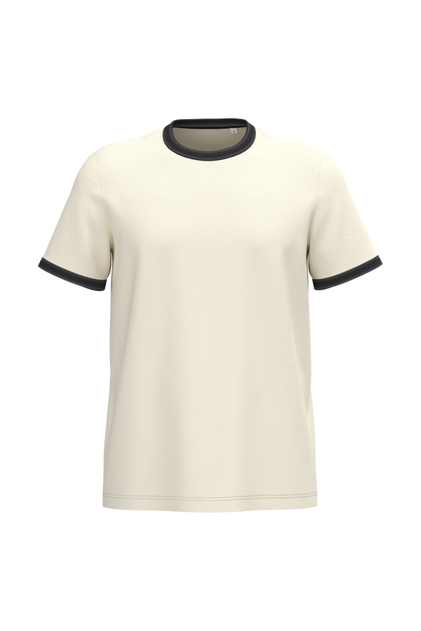 T-shirt Ringer Eco-responsável de Homem com Contrastes e Aspeto Lavado-Marfim / Preto Lavado-S-RAG-Tailors-Fardas-e-Uniformes-Vestuario-Pro