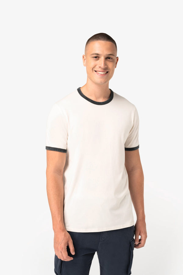 T-shirt Ringer Eco-responsável de Homem com Contrastes e Aspeto Lavado-RAG-Tailors-Fardas-e-Uniformes-Vestuario-Pro