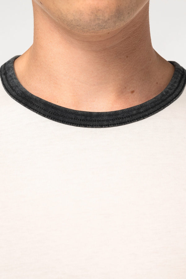 T-shirt Ringer Eco-responsável de Homem com Contrastes e Aspeto Lavado-RAG-Tailors-Fardas-e-Uniformes-Vestuario-Pro