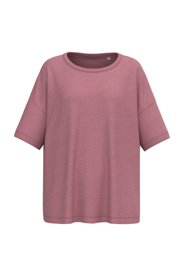 T-shirt Slub Oversize Eco-responsável Senhora-Rosa Antigo-XS-RAG-Tailors-Fardas-e-Uniformes-Vestuario-Pro