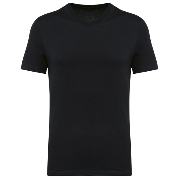 T-shirt Supima® decote V de manga curta de homem-Black-S-RAG-Tailors-Fardas-e-Uniformes-Vestuario-Pro