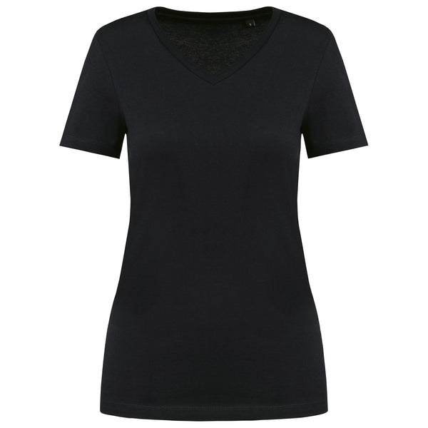 T-shirt Supima® decote V de manga curta de senhora-Black-XS-RAG-Tailors-Fardas-e-Uniformes-Vestuario-Pro