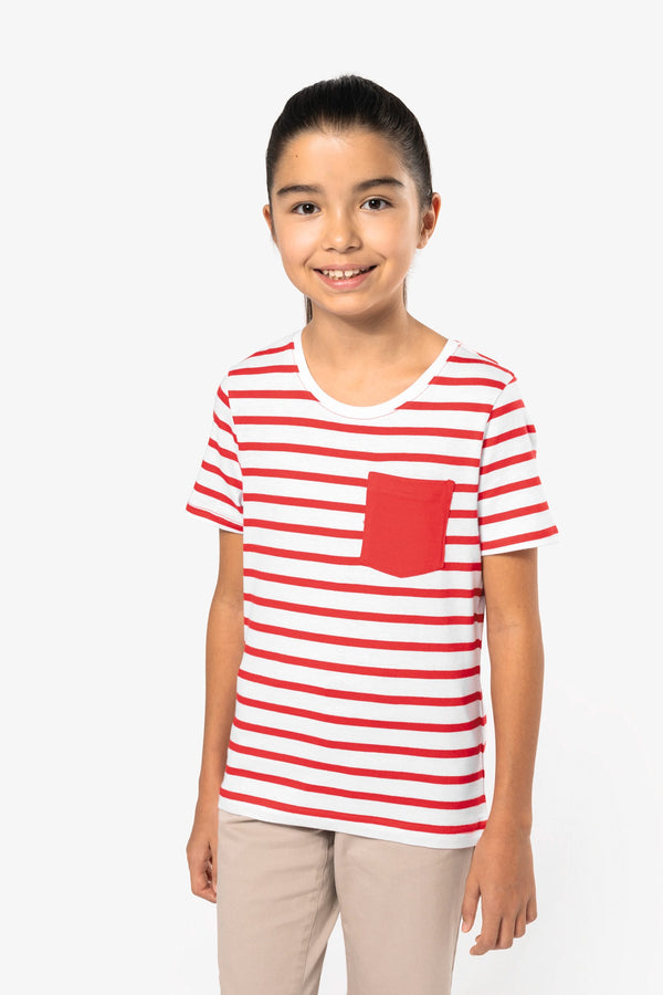 T-shirt às Riscas de Criança Estilo Marinheiro de Manga Curta com Bolso-RAG-Tailors-Fardas-e-Uniformes-Vestuario-Pro