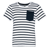 T-shirt às Riscas de Criança Estilo Marinheiro de Manga Curta com Bolso-Riscas Branco / Azul Marinho-4/6 Anos-RAG-Tailors-Fardas-e-Uniformes-Vestuario-Pro